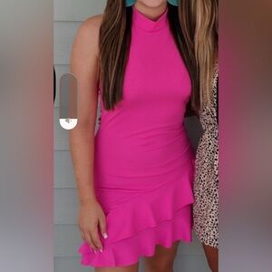 Vibrant Pink Ruffle Dress